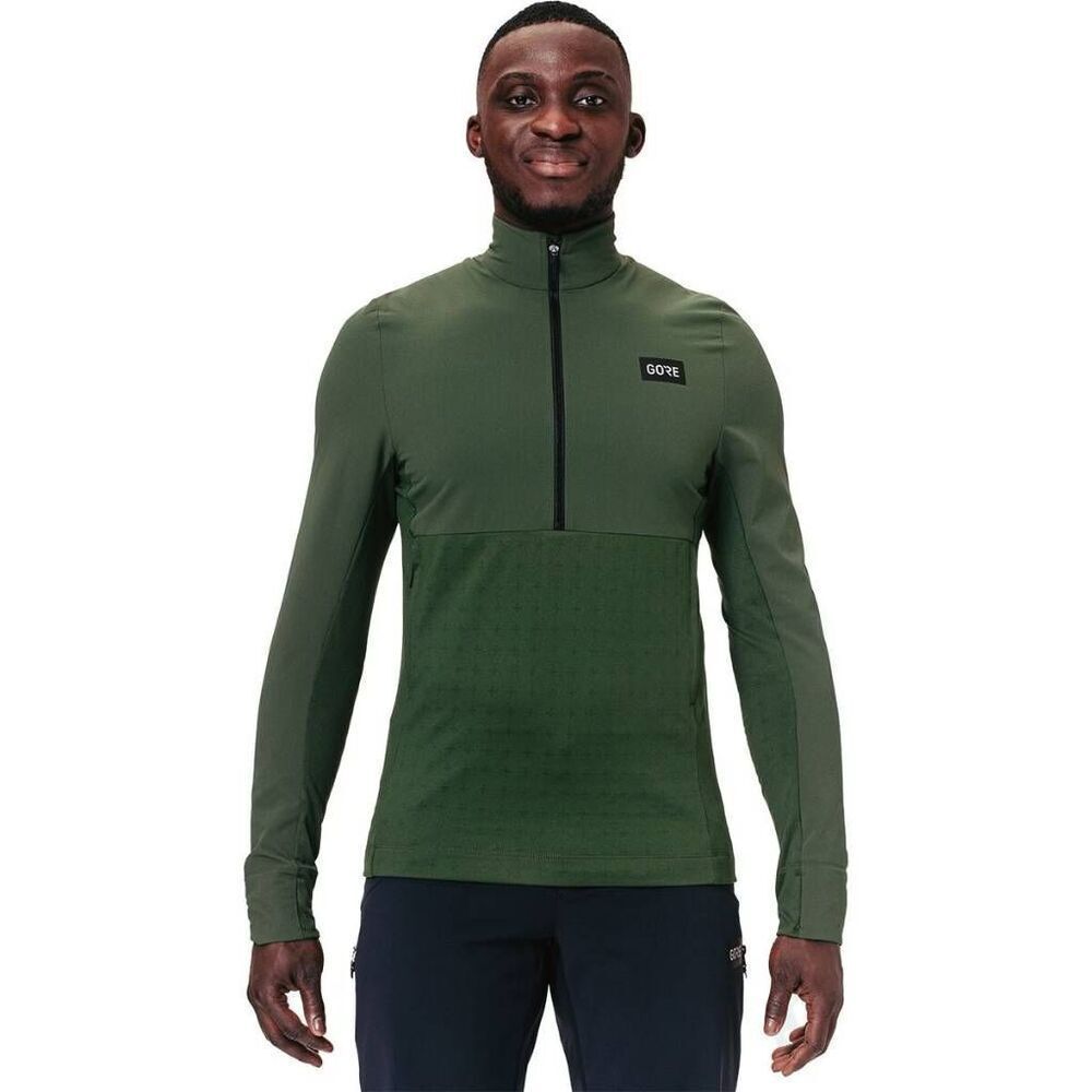 GORE TrailKPR Hybrid 1/2-Zip Jacket Sweatshrit Large Utility Green Outdoor Hike